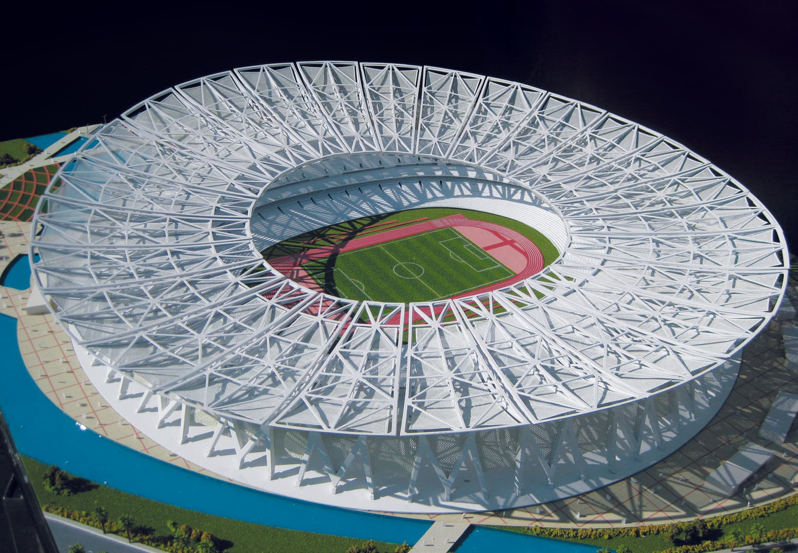 Scale model with landscaping