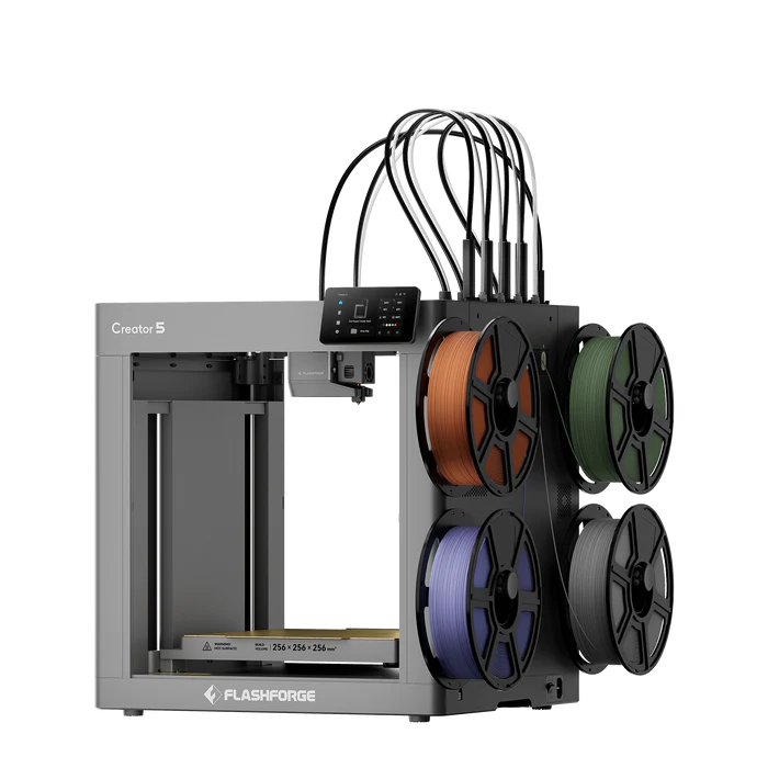 Flashforge Creator 5 4-Toolheads Multi-Color 3D Printer | 500% Faster, Zero Purge Waste