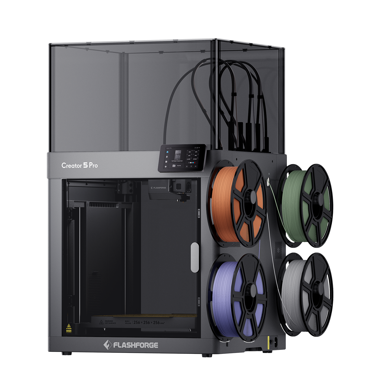 Flashforge Creator 5 Pro 4-Toolheads Enclosed Multi-Color 3D Printer | 500% Faster, Zero Purge Waste